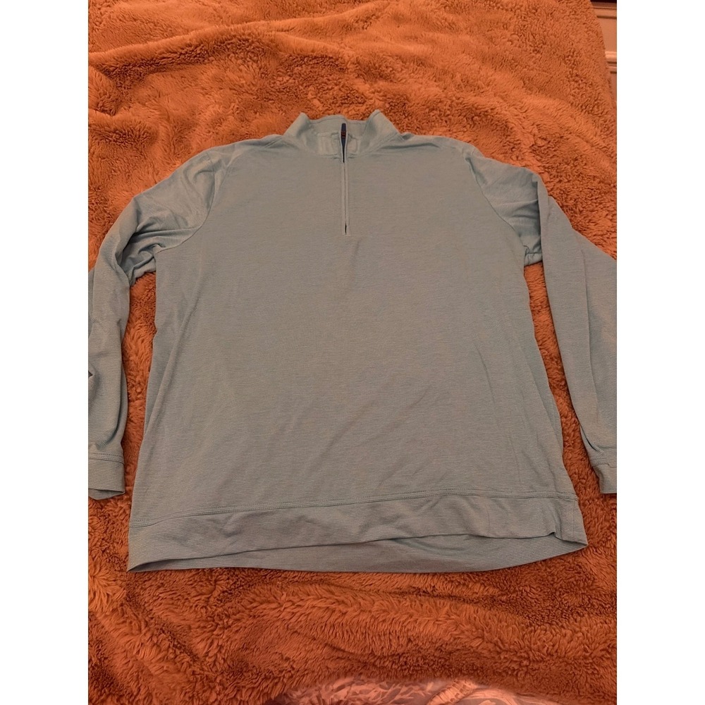 Johnnie-O Mens XL Quarter Zip Pullover Blue Striped Performance Golf Shirt WBD
